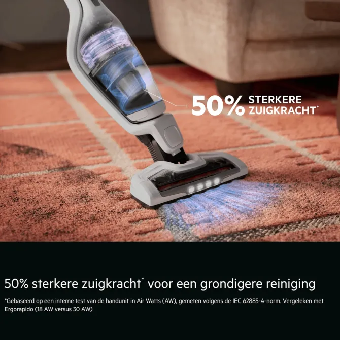 Ergorapido Plus Steelstofzuiger tot 60 min gebruiksduur